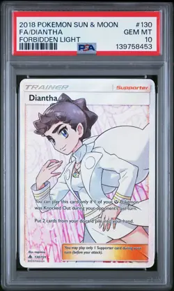 2018 POKEMON SUN & MOON FORBIDDEN LIGHT #130 FULL ART/DIANTHA PSA 10 - Image 1