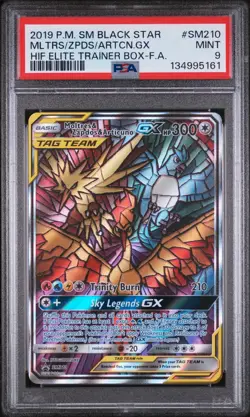 Pokemon Moltres Zapdos Articuno GX Hidden Fates Black Star Promo SM210 PSA 9 - Image 1
