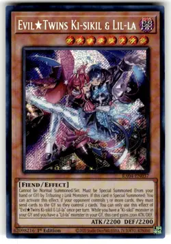 YuGiOh! - Evil Twins Ki-Sikil & Lil-La RA04-EN037 Secret Rare 1st Edition NM - Image 1