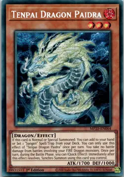 Yugioh Tenpai Dragon Paidra MP25-EN064 1st Edition Prismatic Secret Rare NM - Image 1