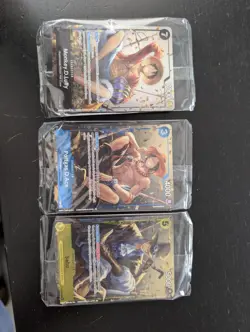 3x One Piece Promos - P-073 Sabo, P-074 Portgas .D. Ace, P-075 Monkey .D. Luffy. - Image 1