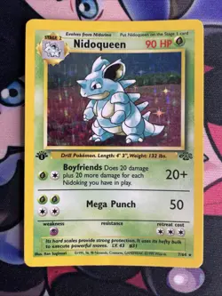 1st edition Nidoqueen 7/64 Jungle Holo Rare Card LP Pokemon TCG - Image 1