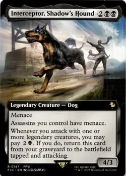 MTG Interceptor, Shadow's Hound (Extended Art) Normal NM Commander: FINAL Magic - Image 1
