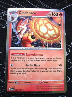 Cinderace 028/132 Rare Holo - Free Shipping - Mega Evolution NM Pokemon Card - Image 1