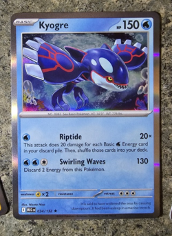 Kyogre 034/132 Rare Holo Free Shipping - Mega Evolution Holo Pokemon TCG Card NM - Image 1