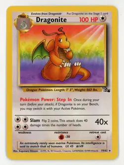 Dragonite - Pokemon 1999 Fossil #19 NM-MT+ - Image 1