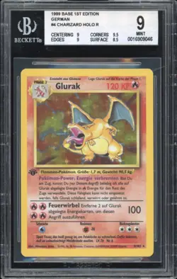 1999 Pokemon GERMAN 1st Edition Base Set Glurak-Charizard Holo 4/102 BGS 9 MINT - Image 1