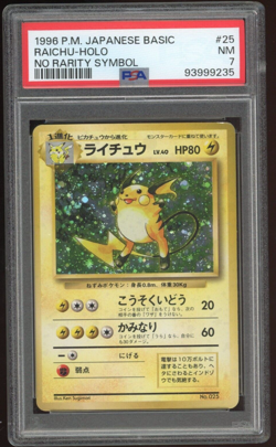 PSA 7 Raichu Pokemon 1996 Holo Base Set No Rarity Symbol Japanese Pokemon Card - Image 1