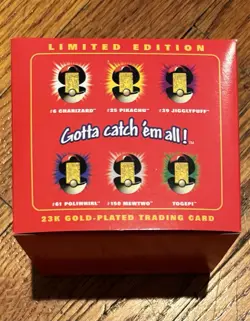 1999 Burger King Pokemon Pikachu 23K Gold Trading Card w/ Original Box Sealed - Image 5