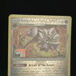 SM Cosmic Eclipse Solgaleo 142/236 Reverse Holo Pokemon Club League Play! Stamp - Image 4