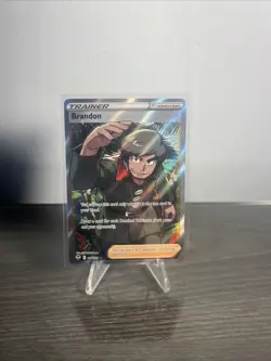 Pokemon TCG Brandon 188/195 Rare Silver Tempest Sword & Shield Trainer Full Art - Image 1