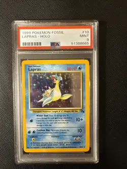 PSA 9 Holo Lapras #10 1999 Pokemon Fossil - Image 1