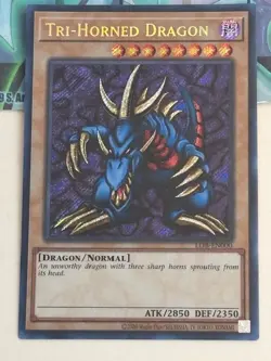 Yugioh 1x Tri-Horned Dragon Secret Rare LOB-EN000 25th Anniversary Edition NM - Image 1