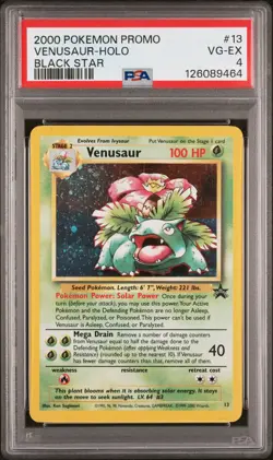 2000 POKEMON PROMO BLACK STAR #13 VENUSAUR-HOLO PSA 4 - Image 1