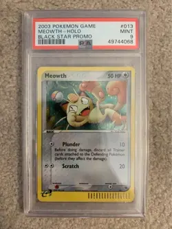 Pokemon 2003 Meowth Holo E Reader Black Star Promo #013 PSA 9 - Image 1