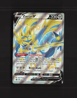 Zacian V SWSH292 Sword & Shield Full Art Black Star Promo Holo Pokemon Card NM - Image 1