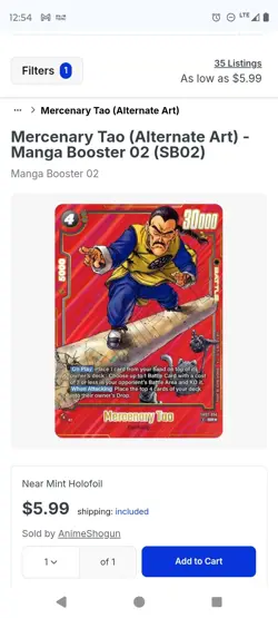 Mercenary Tao SB02-056 Alternate Art Holofoil Manga Booster Battle Card - Image 4