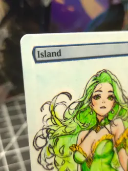 ISLAND - MTG *Altered Hand Colored Original Art Anime - Maremaid - Image 4