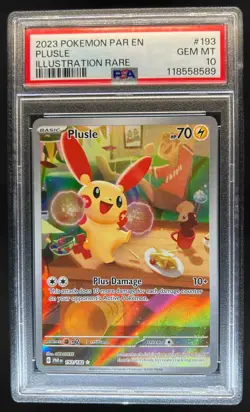 2023 Pokemon SV Paradox Rift Plusle Illustration Rare #193/182 PSA 10 - Image 1