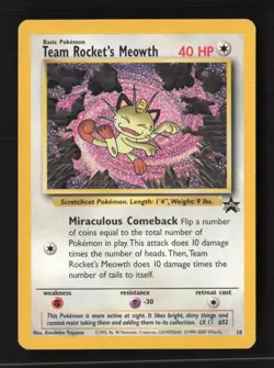 Team Rocket's Meowth Promo Regular WoTC Promo 18/53 HP Pokemon TCG - Image 1