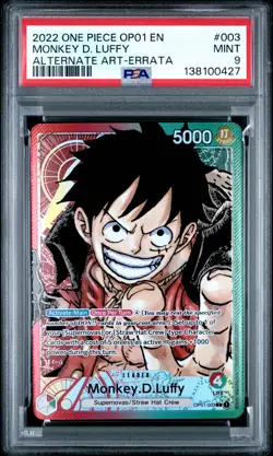 One Piece 2022 OP01-Romance Dawn #003 Monkey D. Luffy Alternate Art-Errata PSA 9 - Image 1