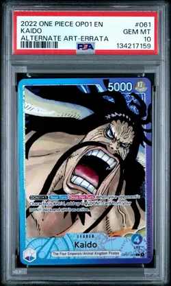 2022 ONE PIECE OP01-ROMANCE DAWN ALTERNATE ART-ERRATA #061 KAIDO PSA 10 - Image 1