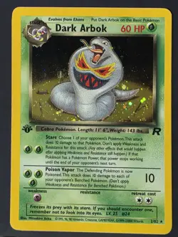 Pokemon TCG Dark Arbok Team Rocket 2/82 1st Edition Holo Rare Card - Image 1