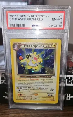 2002 Pokemon Holo Dark Ampharos Neo Destiny 1/105 PSA 8 NM-MT - Image 1