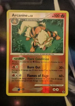 Pokemon TCG Arcanine 1/111 Rising Rivals Reverse MP And Arcanine 1/123 HGSS LP - Image 1