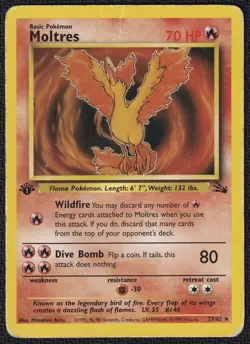 Pokemon Moltres 27/62 1st Edition Non-Holo Rare Fossil - Image 1