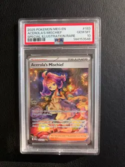 2025 POKEMON MEG EN-MEGA EVOLUTION #183 ACEROLA'S MISCHIEF PSA 10 - Image 1