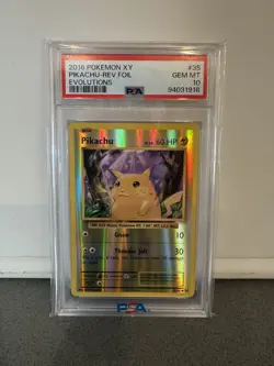 2016 Pokemon PSA 10 XY Pikachu Reverse Foil Evolutions 35/108 - Image 1