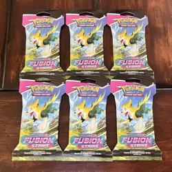 Pokemon TCG Sword & Shield Fusion Strike Sleeved Booster Pack Lot of 6 New 820650809170 - Image 1