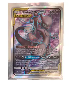 Pokemon Mewtwo & Mew GX 222/236 SM-Unified Minds Ultra Rare Full Art Holo - Image 1