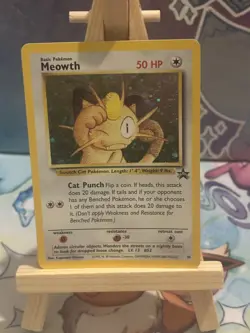 Pokemon Meowth 10 Black Star Promo Holo Vintage WOTC NM *SWIRL* - Image 1