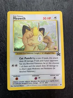 Pokemon Meowth 10 Black Star Promo Holo Vintage WOTC NM *SWIRL* - Image 1
