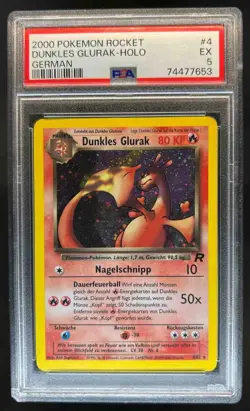 2000 Pokemon Team Rocket German Dark Charizard Holo #4/82 PSA 5 - Image 1