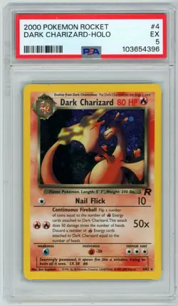 DARK CHARIZARD HOLO POKEMON TEAM ROCKET 4/82 2000 ENGLISH PSA 5 SWIRL - Image 1