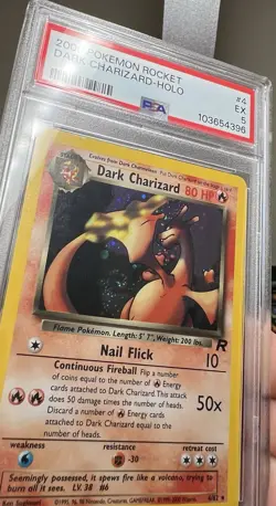 DARK CHARIZARD HOLO POKEMON TEAM ROCKET 4/82 2000 ENGLISH PSA 5 SWIRL - Image 3