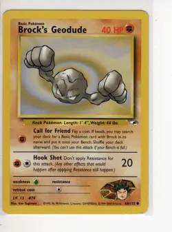 BROCK'S GEODUDE GYM HEROE'S SET POKEMON CARD 66/132 LP - Image 1