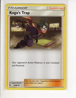 KOGA'S TRAP TRAINER HIDDEN FATES SET POKEMON CARD 59/68 NM/M - Image 1