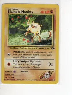 BLAINE'S MANKEY GYM CHALLENGE SET POKEMON CARD 63/132 MP - Image 1