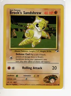 BROCK'S SANDSHREW GYM HEROE'S SET POKEMON CARD 71/132 LP - Image 1