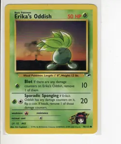 GYM HEROE'S SET ERIKA'S ODDISH POKEMON CARD 78/132 EX/NM - Image 1