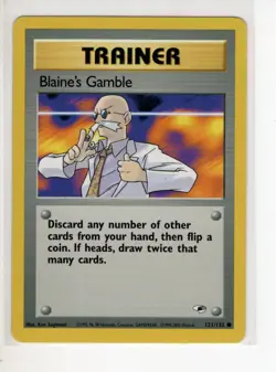 BLAINE'S GAMBLE TRAINER GYM HEROE'S SET POKEMON CARD 121/132 LP - Image 1