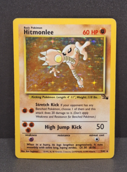 Hitmonlee Pokemon TCG Fossil Holo Card 7/62 Unlimited Rare Vintage 1999 WotC - Image 1