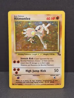 Hitmonlee Pokemon TCG Fossil Holo Card 7/62 Unlimited Rare Vintage 1999 WotC - Image 3