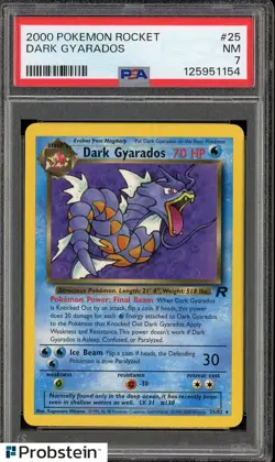 2000 Pokemon Team Rocket #25 Dark Gyarados PSA 7 NM - Image 1