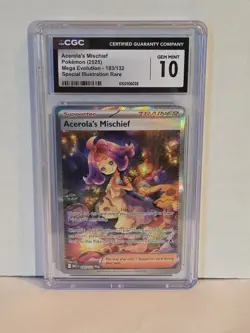 ACEROLA’S MISCHIEF Trainer SIR Holo 183 CGC 10 GEM 2025 Pokemon Mega Evolution - Image 1