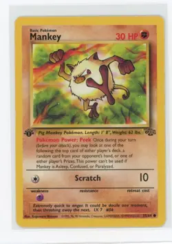 Pokemon Jungle 1st Edition #55/64 Mankey - Image 1